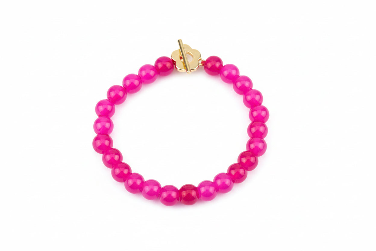 Bead Bracelet (hot pink)