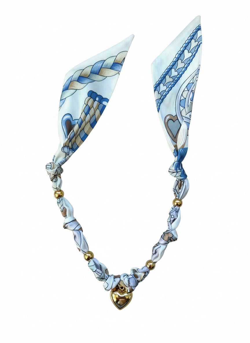 1 Scarf jewelry (cream and blue)