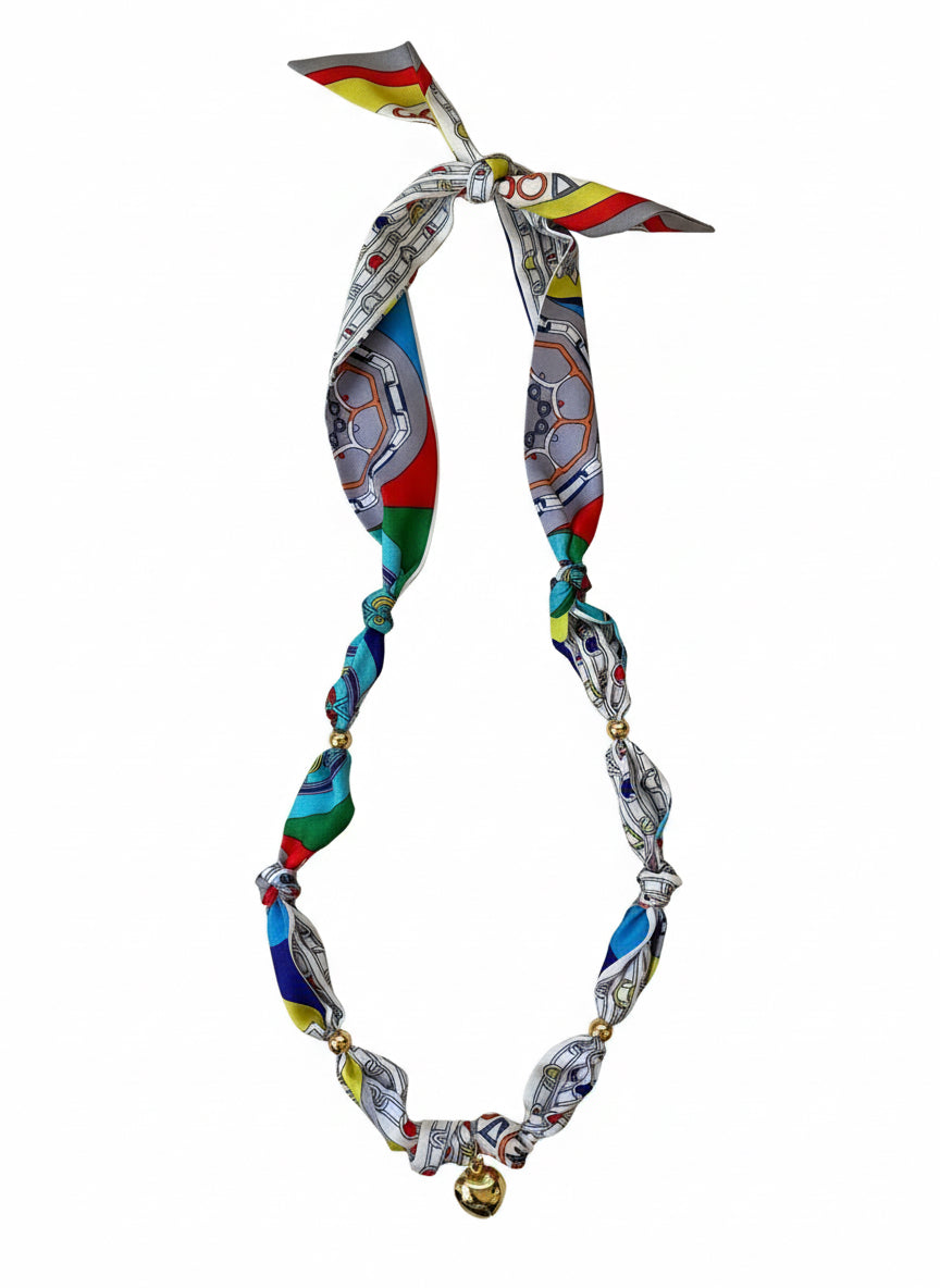 1 scarf necklace (white, bright colors)