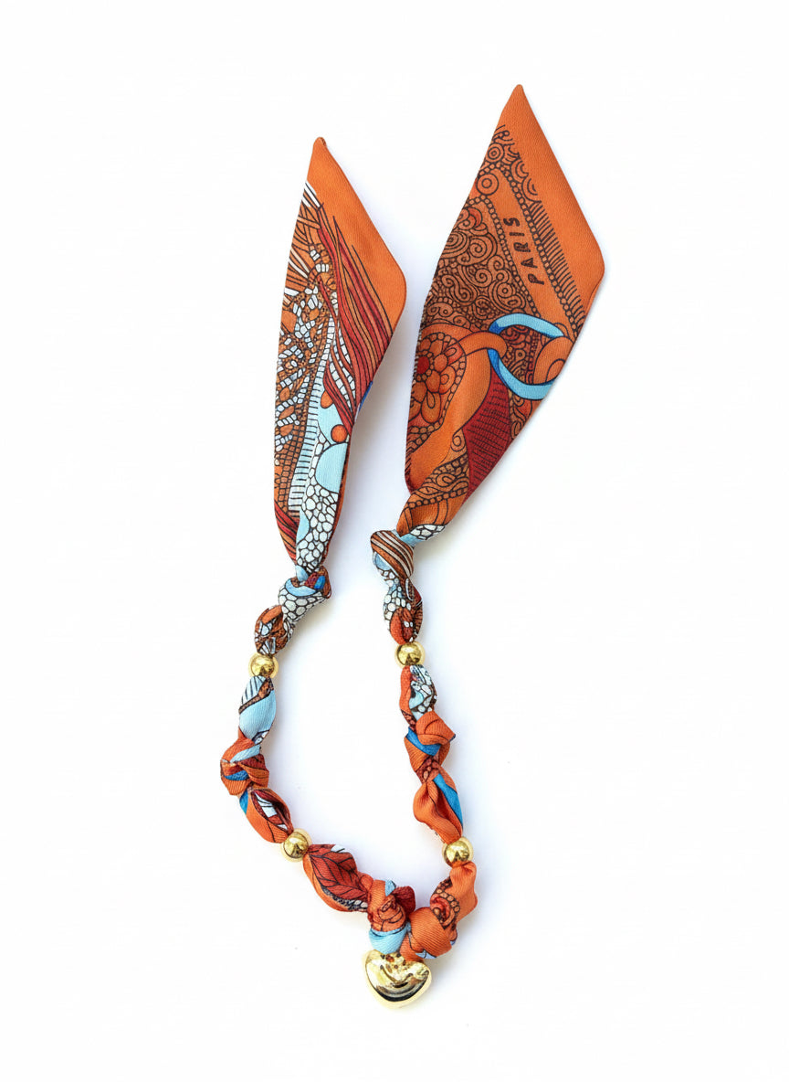 1 Scarf jewelry (orange and blue)