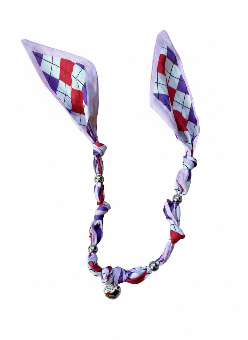 1 scarf jewelry (purple, pink check)