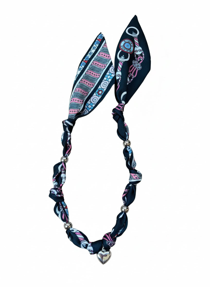 1 Scarf jewelry (navy, light blue, pink)