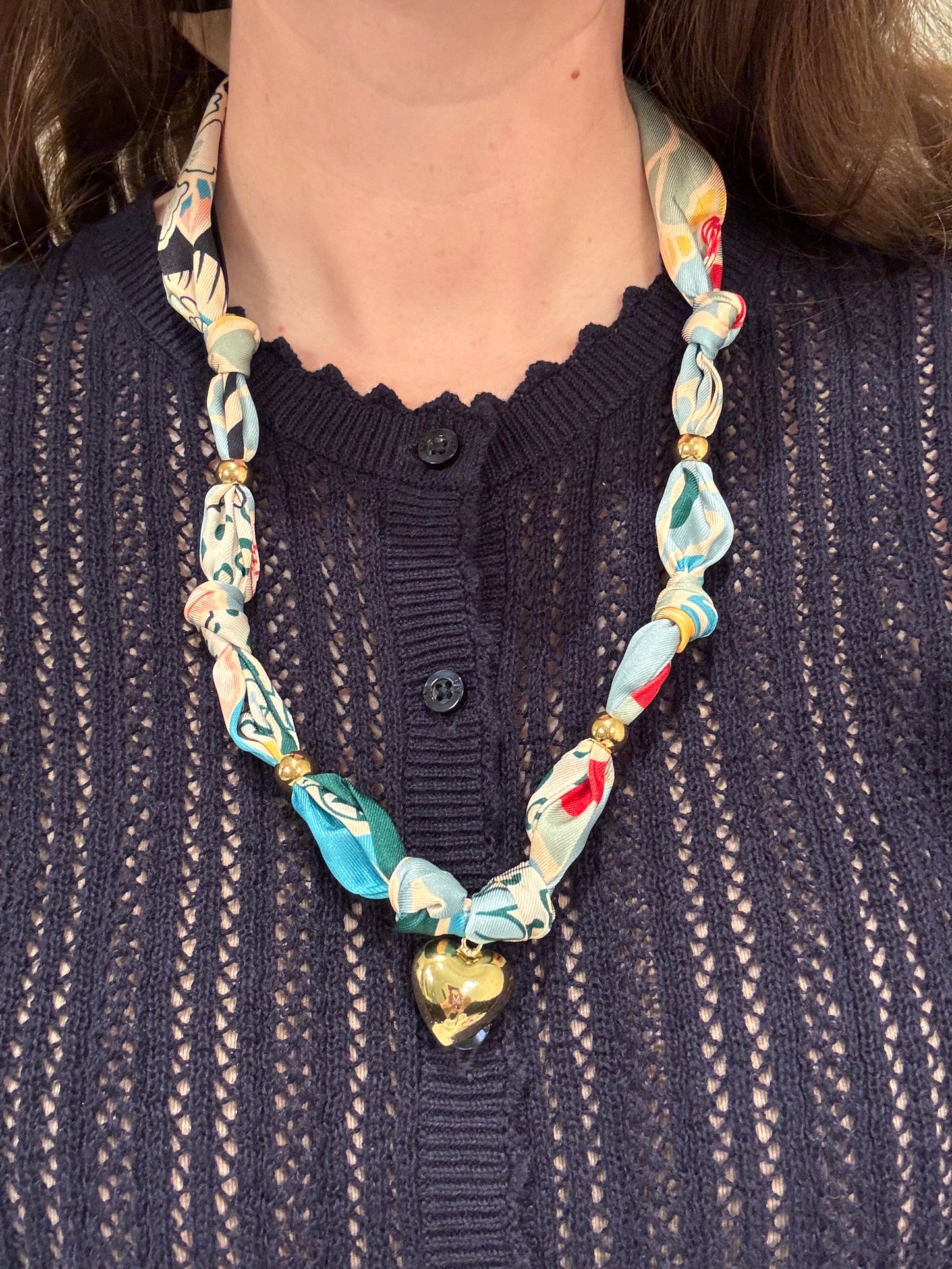 1 Long scarf necklace (blue, red, yellow, green)