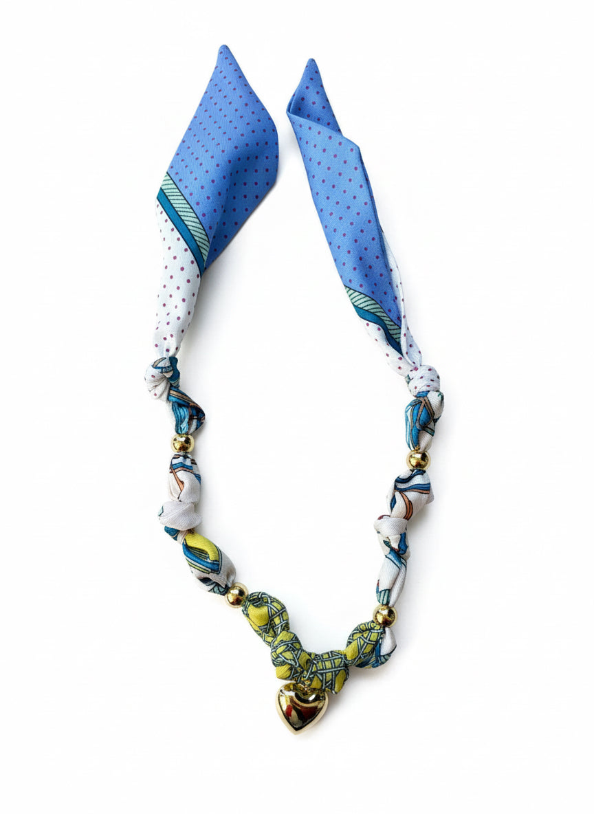 1 scarf jewelry (cream, purple, polka dot)