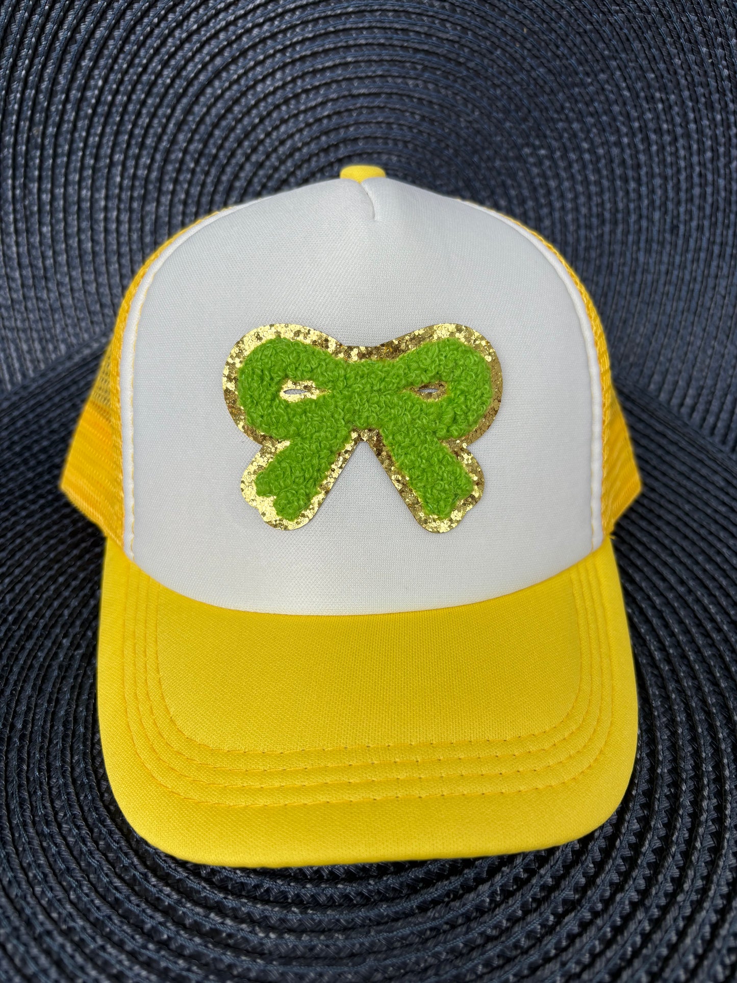 Green and Yellow Bow Kid Hat