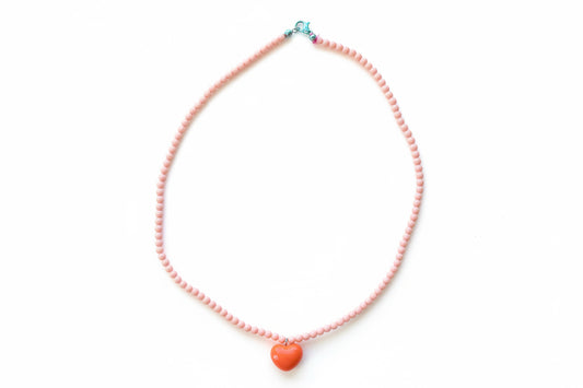 Heart bead necklace (light pink/orange)