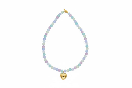 Heart charm necklace (pastel blue/purple)