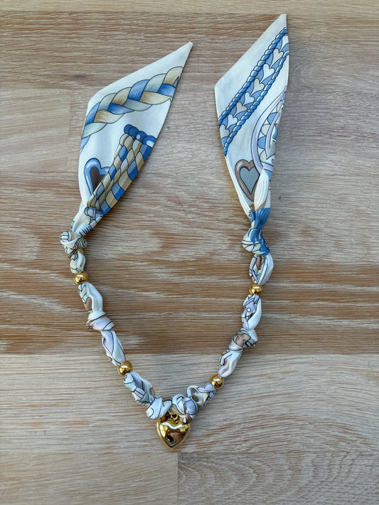 1 Scarf jewelry (cream and blue)