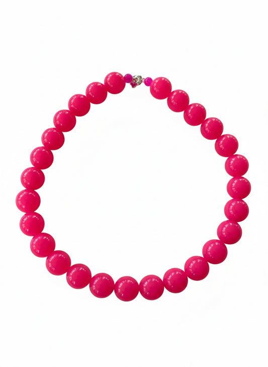 Beaded necklace (large hot pink)
