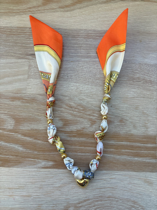 1 Scarf jewelry (orange and cream)