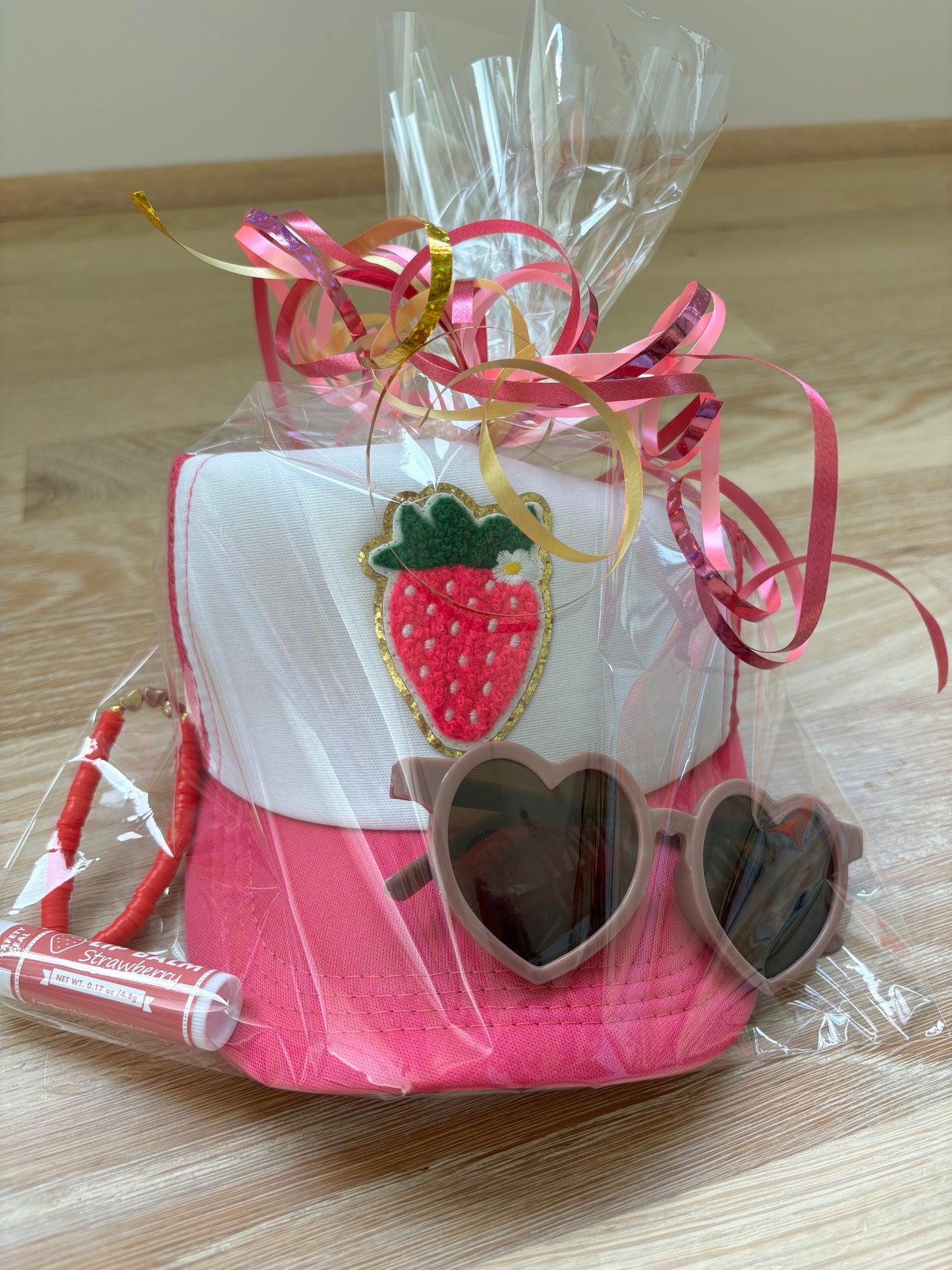 Kid Gift Pack (hot pink hat with strawberry patch)