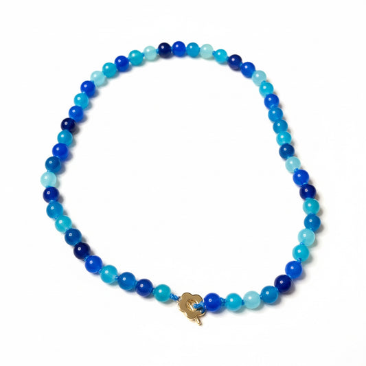 Beaded necklace flower clasp (blue)