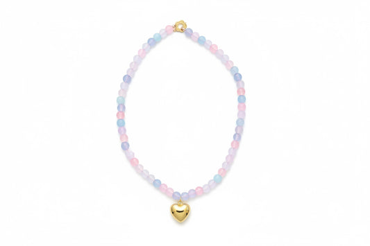 Heart charm necklace (pink pastel)