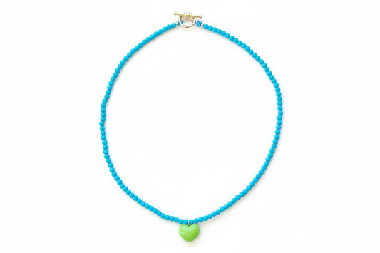 Heart bead necklace (blue/green)