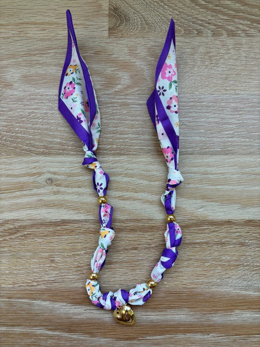 1 Scarf Jewelry (purple, tiny floral print)