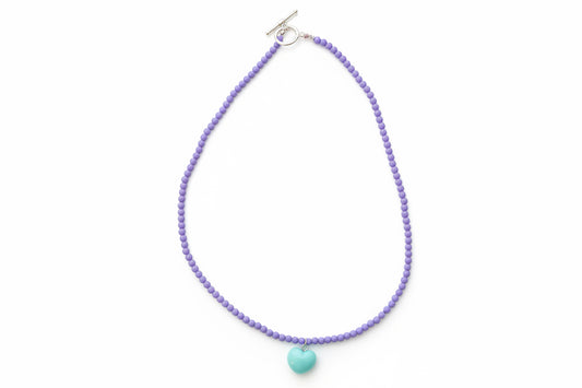 Heart bead necklace (purple/blue)