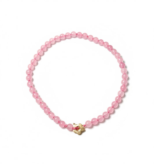Beaded necklace flower clasp (pink)