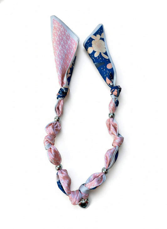 1 scarf jewelry (pink, navy birds)