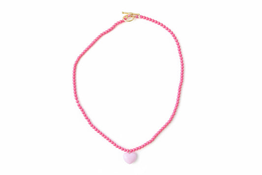 Heart bead necklace (pink/pink)