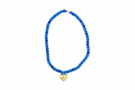 Heart charm necklace (blue)