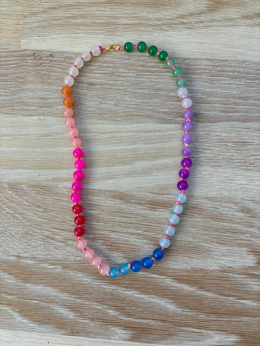 Glass bead necklace (rainbow)